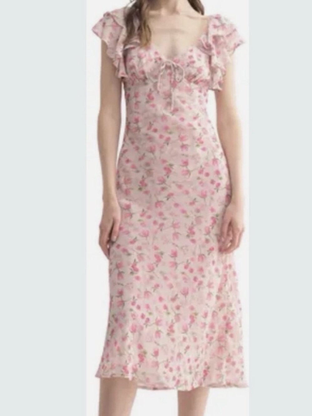 LUSH NWT FLORAL PINK MILK MAID PRAIRIE ROMANTIC DAINTY MIDI SLIP DRESS Y2K LARGE